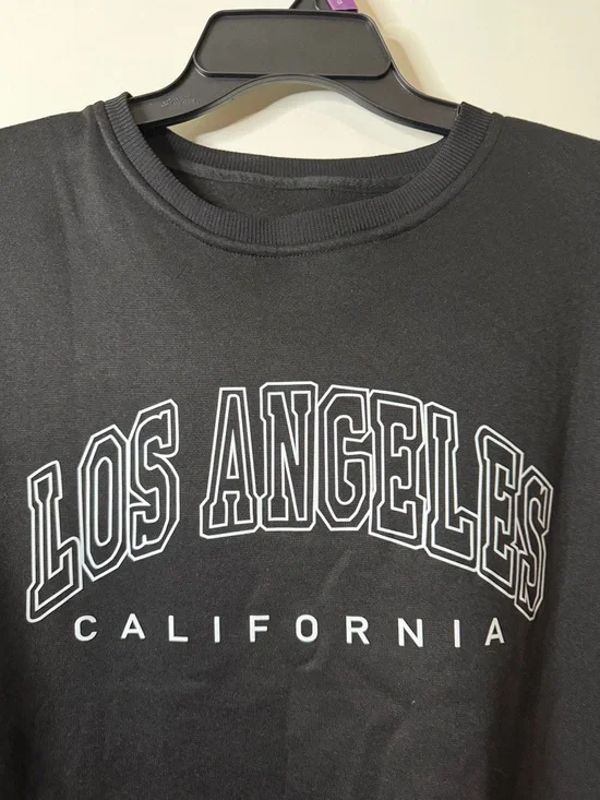 SHEIN Black Los Angeles California Crewneck Sweatshirt with White Lettering - Picture 2 of 4